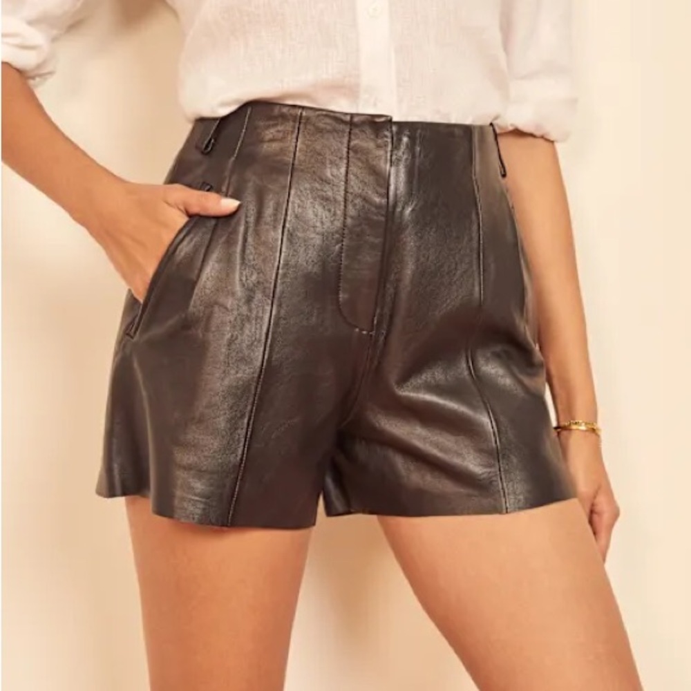 REFORMATION Veda Leather High Rise Short